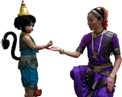 Bharatanatyam dance costumes and props